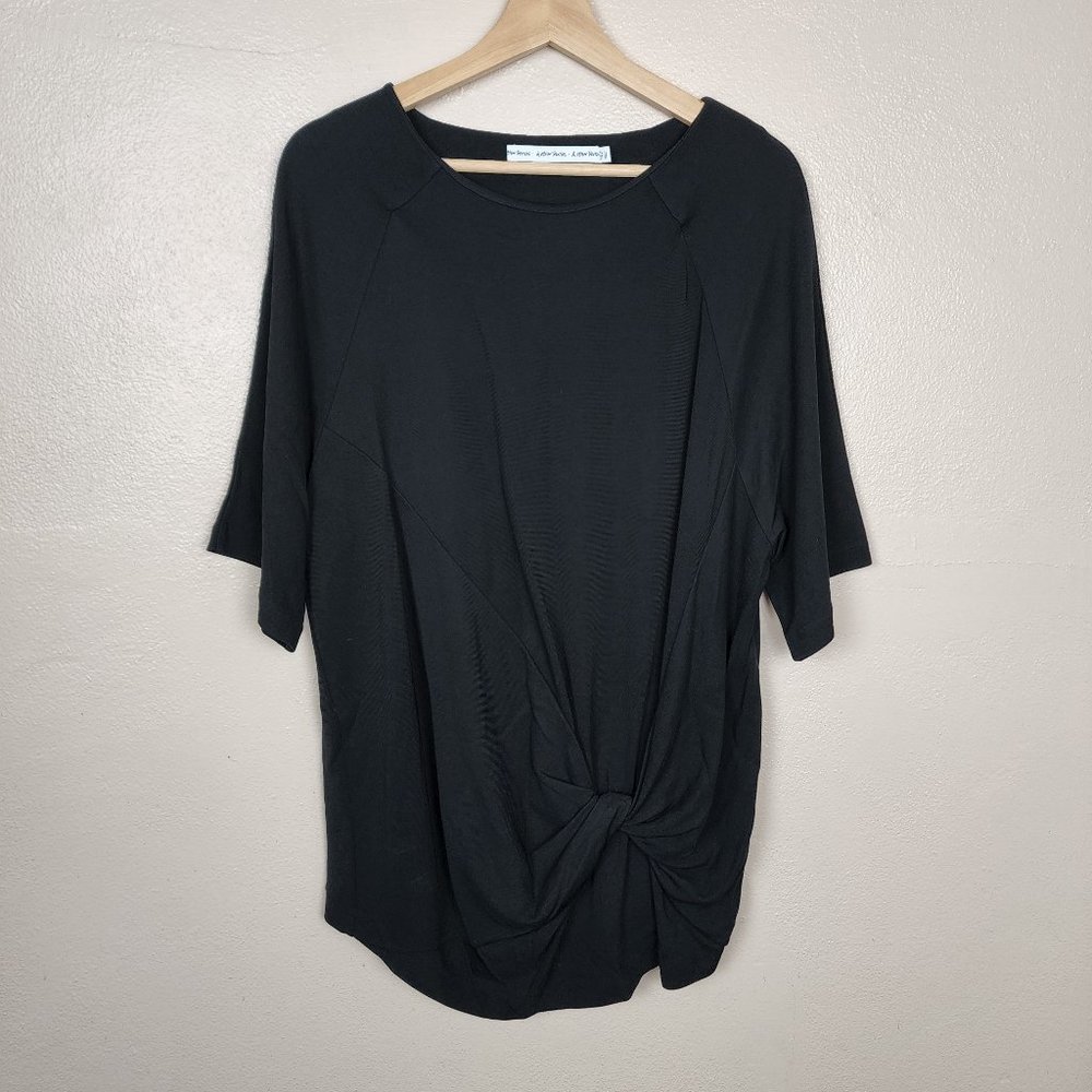 & Other Stories Black Gathered Front Tunic Blouse Size 8